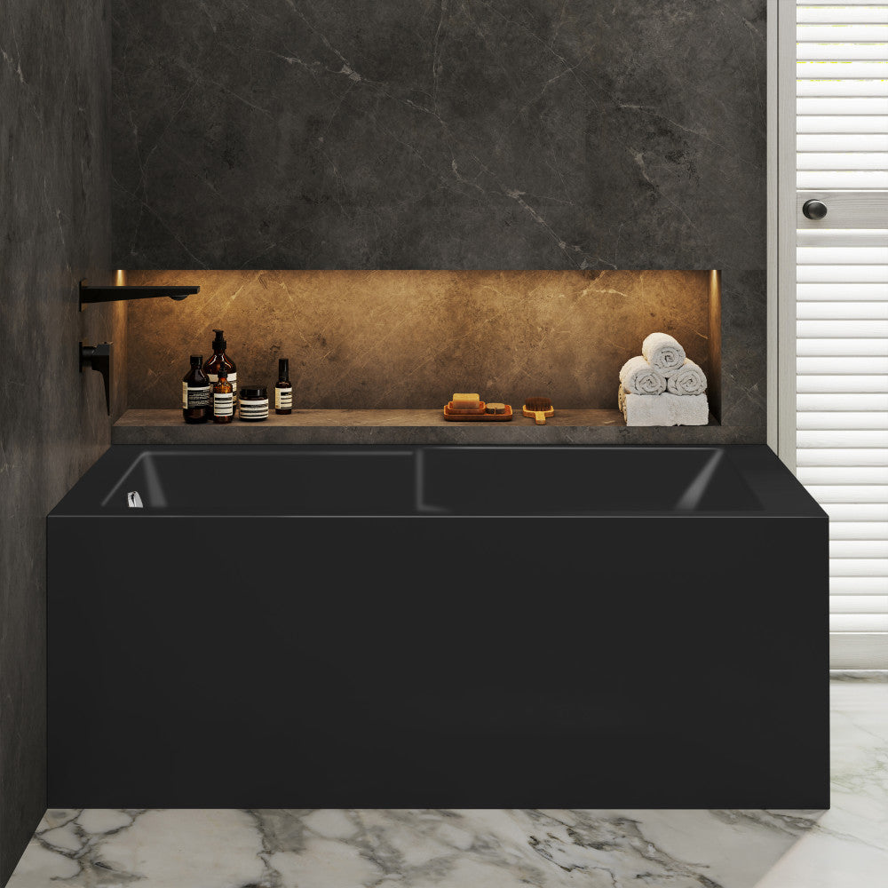Voltaire 60 x 32 Left Drain Soaking Alcove Corner Apron Bathtub in Matte Black