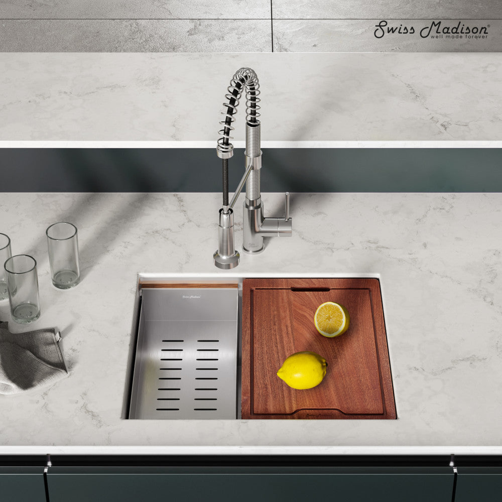 Rivage 22 x 19 Single Basin Undermount Kitchen Workstation Sink