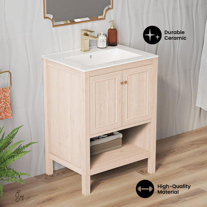 Chateau 24" Freestanding Bathroom Vanity in White Oak with Sink Top