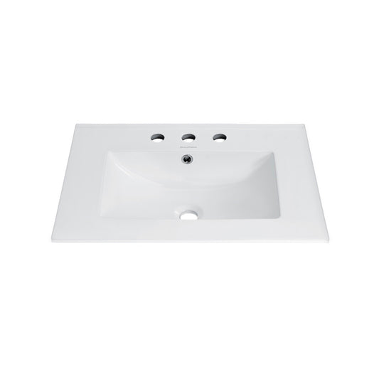 24" Ceramic Vanity Top with 8" Widespread Faucet Holes