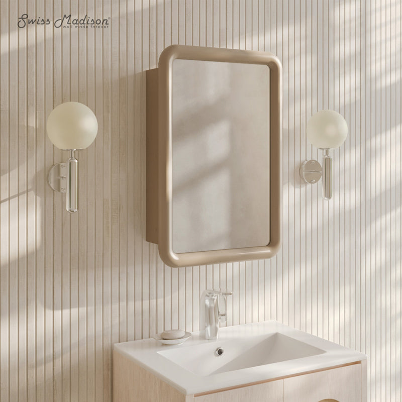 Plaisir 18 x 27 Recessed/Wall Mount Medicine Cabinet with Mirror in Sand