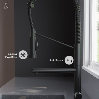 Nouvet Single Handle, Pull-Down Kitchen Faucet with Pot Filler in Matte Black