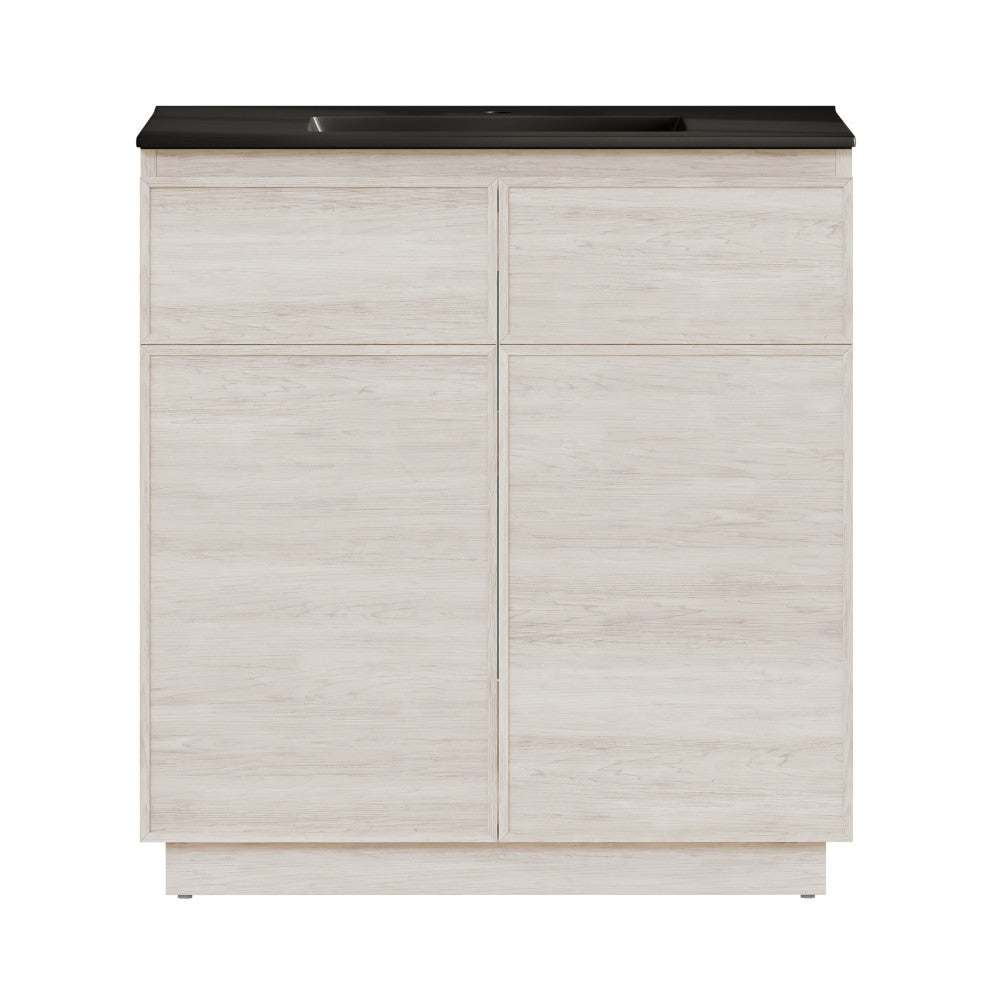 St. Tropez 36" Freestanding Bathroom Vanity in White Oak with Black Sink Top
