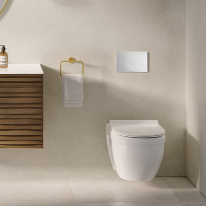 Ivy Wall-Hung Toilet Bundle 0.8/1.6 GPF Dual Flush in Glossy White with White Flush Plate