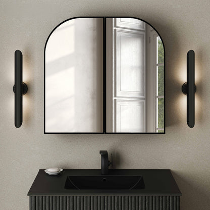 Porte 32 x 31 Arched Recessed/Wall Mount Medicine Cabinet with Mirror in Black
