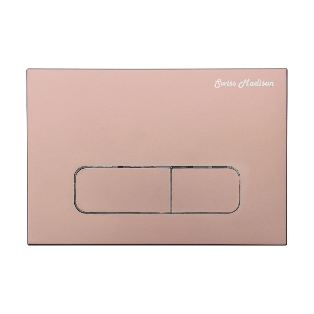 Carre Wall Mount Dual Flush Actuator Plate with Rectangle Push Buttons in Rose Gold