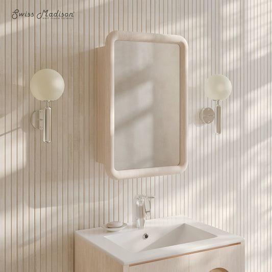 Plaisir 18 x 27 Recessed/Wall Mount Medicine Cabinet with Mirror in White Oak