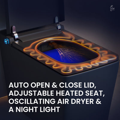 Concorde One Piece Smart Toilet 1.28 GPF in Matte Black with Heated Bidet, Air Drying, Night Light, Foot Sensor