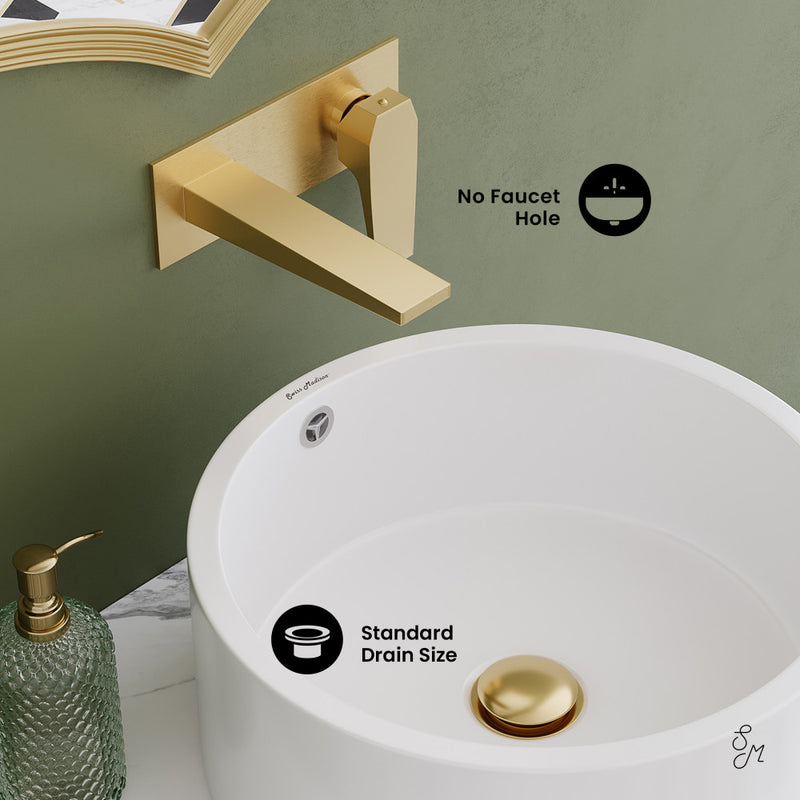 Monaco 24" Floating Bathroom Shelf with Vessel Sink in White Marble