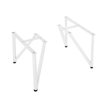 Matte white Annecy vanity legs, freestanding, angled metal frame with black foot caps.