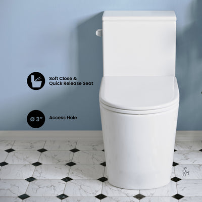 Liberte One-Piece 12" Rough-in 1.28 GPF Left-Hand Flush Elongated ADA Toilet in Glossy White