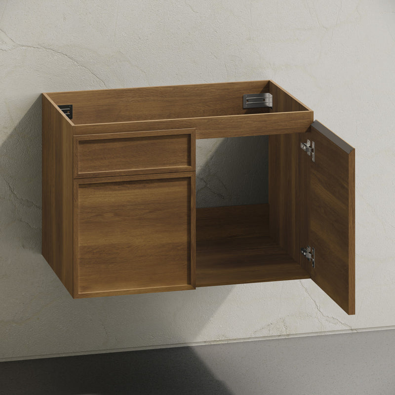 St. Tropez 30" Wall-Mounted Bathroom Vanity Cabinet without Top in Brown Oak