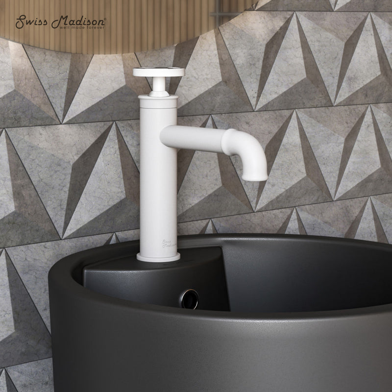 Avallon Single Hole, Single-Handle Wheel, Bathroom Faucet in Matte White