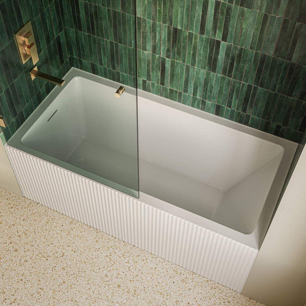 Lafayette 60 x 32 Skirted Left Drain Soaking Apron Bathtub in Glossy White with Integrated Overflow and Drain