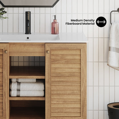 Bron 36" Freestanding Bathroom Vanity in Golden Oak with Sink Top