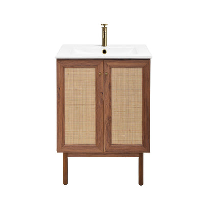 Classe 24" Freestanding Bathroom Vanity in Brown Oak with Sink Top