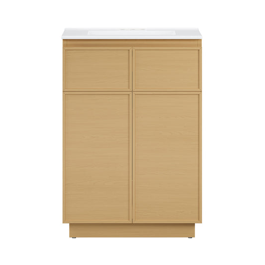St. Tropez 24" Freestanding Bathroom Vanity in Natural Oak with 3-Hole Centerset Sink Top