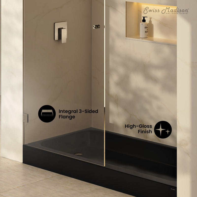 Voltaire 60 x 30 Shower Pan Base with Left Drain in Glossy Black