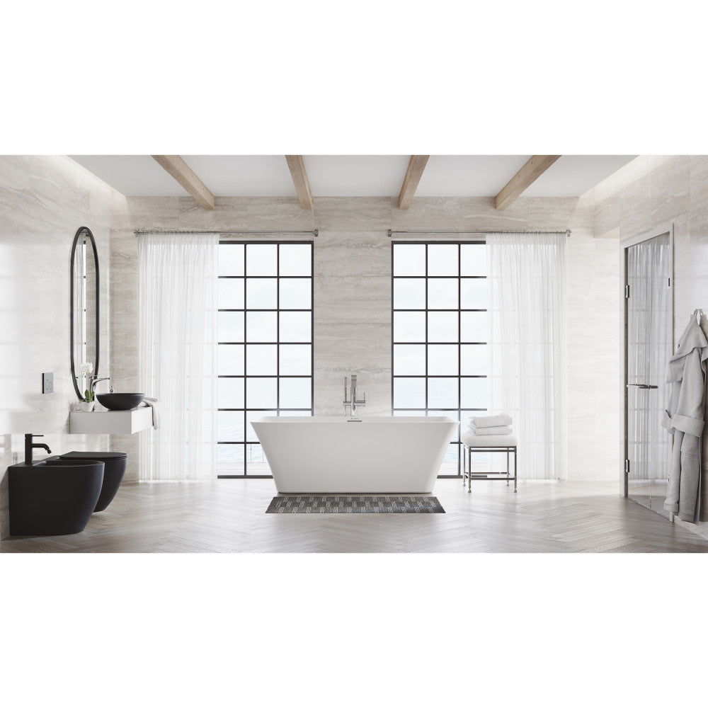 Wall-hung matte black toilet bowl, sleek modern design.