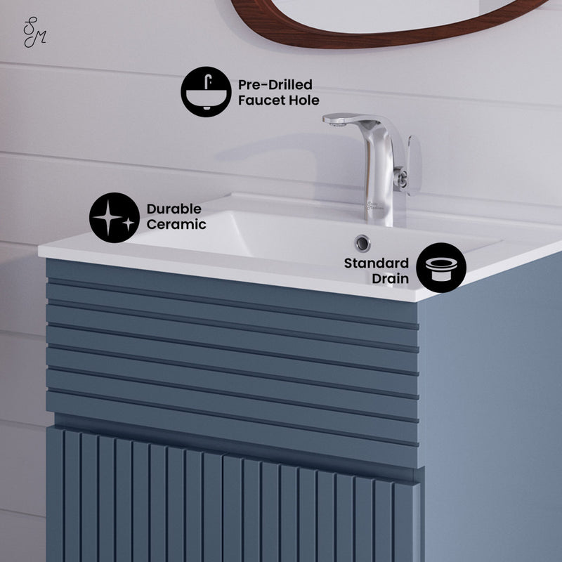 Bernay 24" Freestanding Bathroom Vanity in Blue Heather with Sink Top