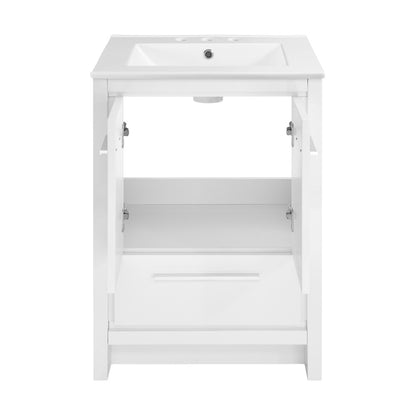Virage 24 in. White Bathroom Vanity With White, 3-Hole Ceramic Sink Top