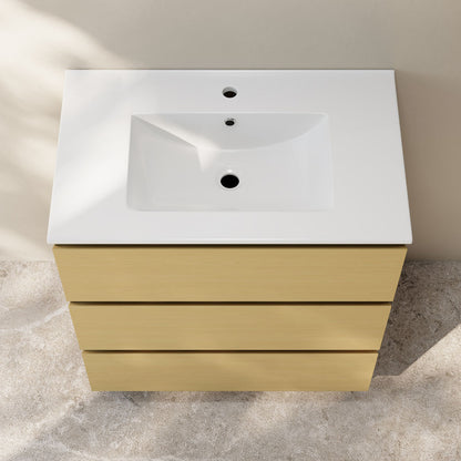 Liberte 30" Freestanding Bathroom Vanity in Natural Oak with Sink Top