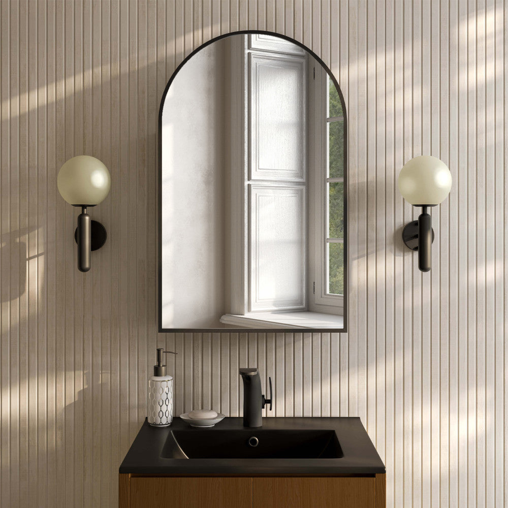 Porte 20 x 30 Arched Recessed/Wall Mount Medicine Cabinet with Mirror in Black