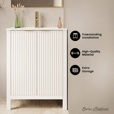 Bastille 24" Freestanding Bathroom Vanity in White with Sink Top