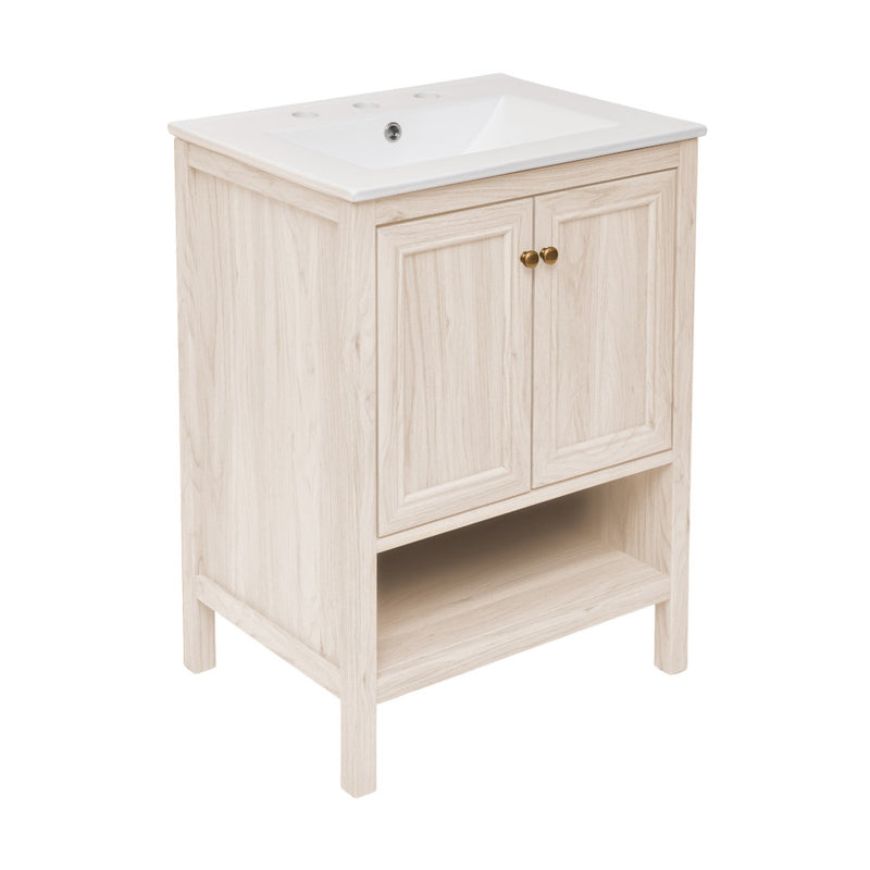 Chateau 24" Freestanding Bathroom Vanity in White Oak with 3-Hole Widespread Sink Top
