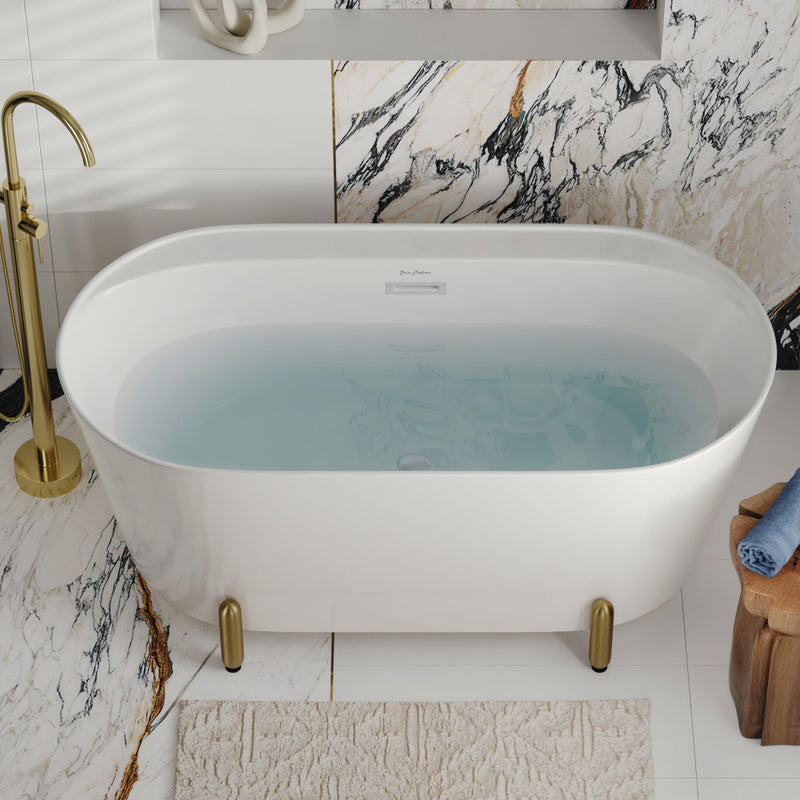 Monaco 59" Freestanding Bathtub with Brushed Gold Stand