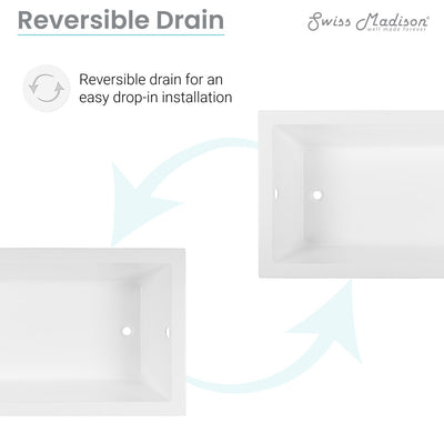 Voltaire 60" x 30" Reversible Drain Drop-In Bathtub