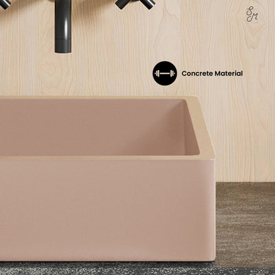 Lisse 15.5" Concrete Square Vessel Sink in Matte Blush