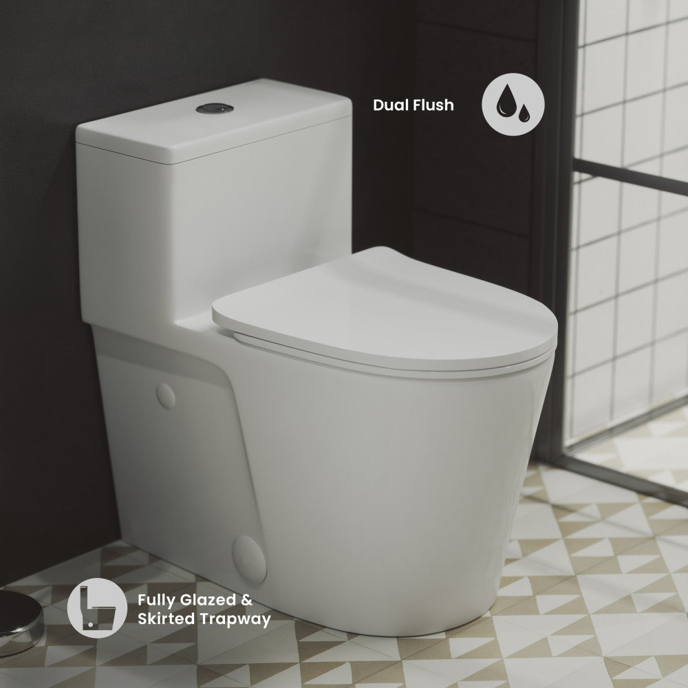 Arles One-Piece Elongated Toilet Vortex Dual-Flush 1.1/1.6 GPF