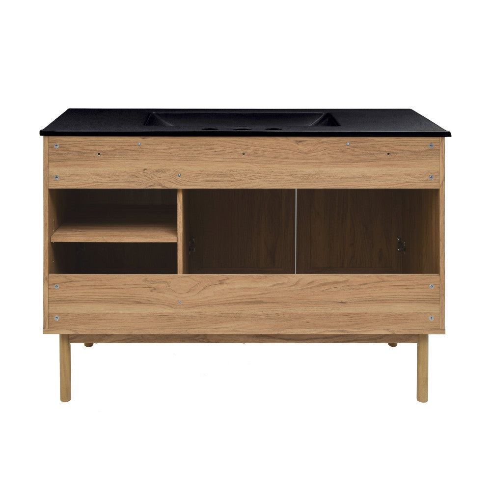 Classe 48" Freestanding Bathroom Vanity in Golden Oak with Black 3-Hole Widespread Sink Top