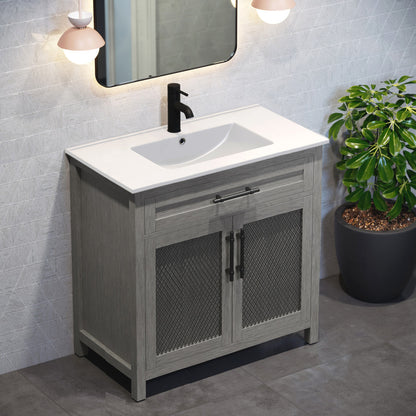 Calice 36" Freestanding Bathroom Vanity in Carbon Gray with Sink Top
