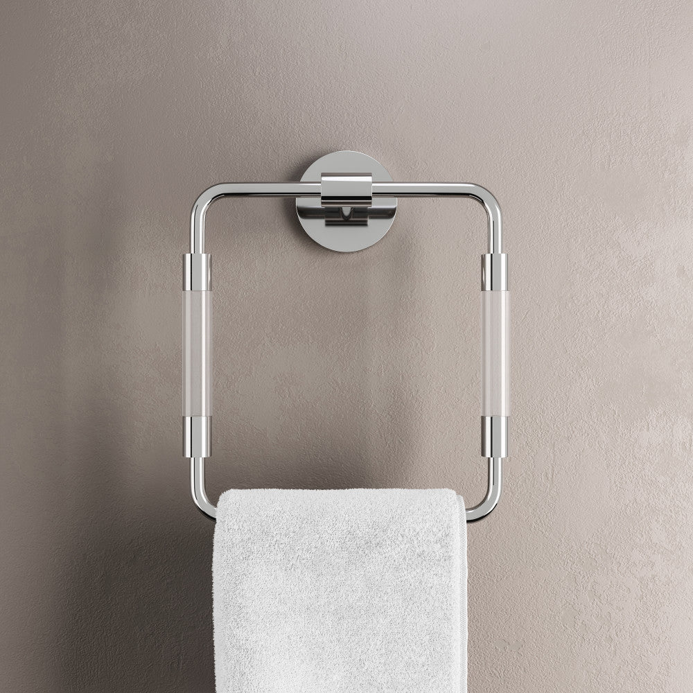Verre Acrylic Square Towel Ring in Chrome