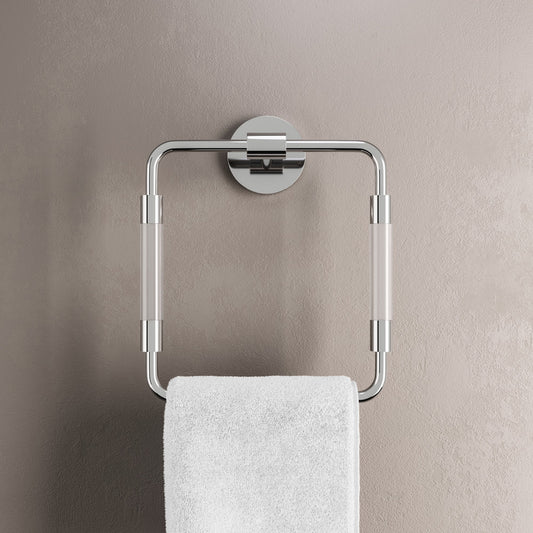 Verre Acrylic Square Towel Ring in Chrome