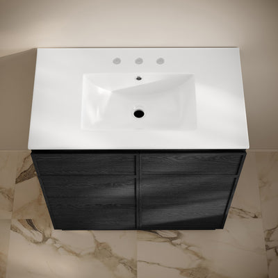 St. Tropez 36" Freestanding Bathroom Vanity in Black Oak with 3-Hole Widespread Sink Top