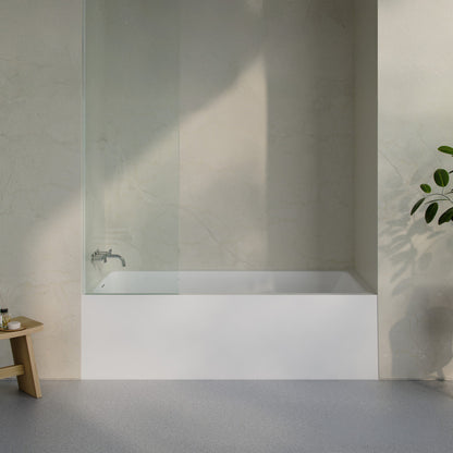Voltaire 72 x 36 Skirted Left Drain Soaking Alcove Bathtub in Glossy White, Drain Included