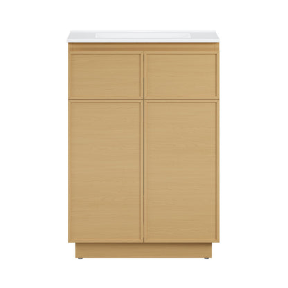 St. Tropez 24" Freestanding Bathroom Vanity in Natural Oak with Sink Top