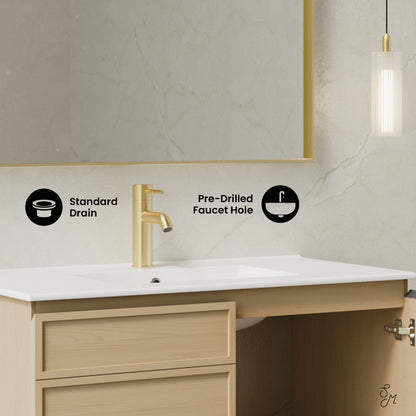 St. Tropez 36" Wall-Mounted Bathroom Vanity in Natural Oak with Sink Top