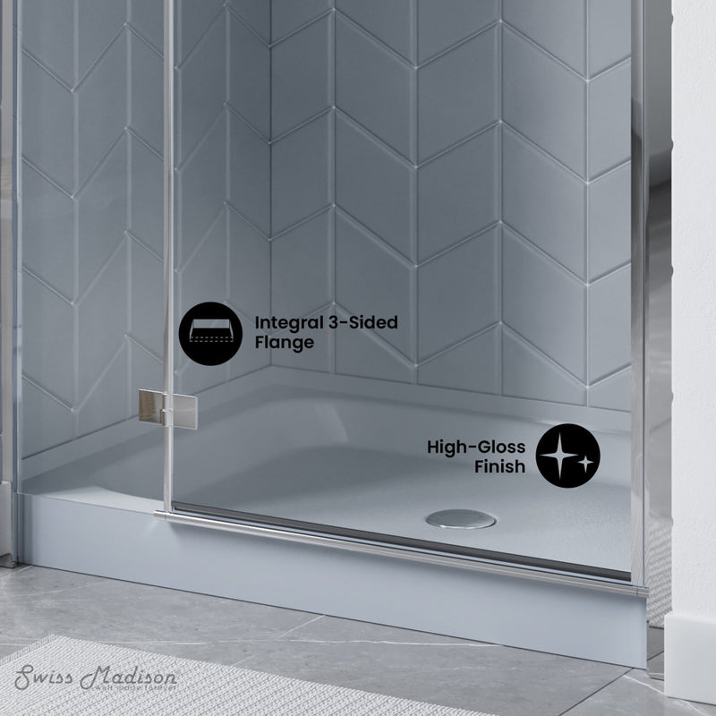 Voltaire 48" x 32" Single-Threshold, Center Drain, Shower Base in Gray