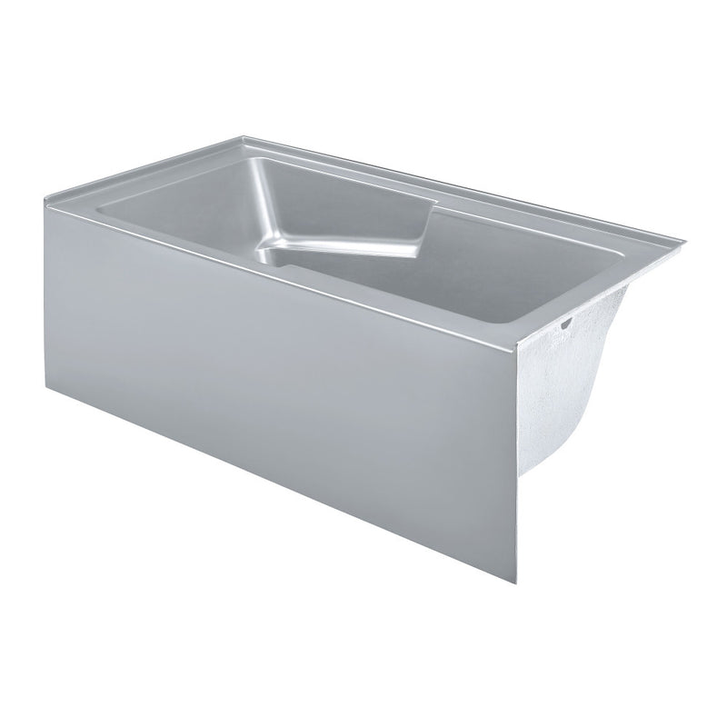 Voltaire 60" x 32" Right-Hand Drain Alcove Bathtub with Apron and Armrest in Matte Gray
