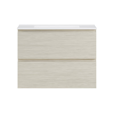 Liberte 30" Wall-Mounted Bathroom Vanity in White Oak with Sink Top