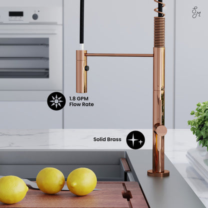 Chalet Single Handle, Pull-Down Kitchen Faucet in Rose Gold