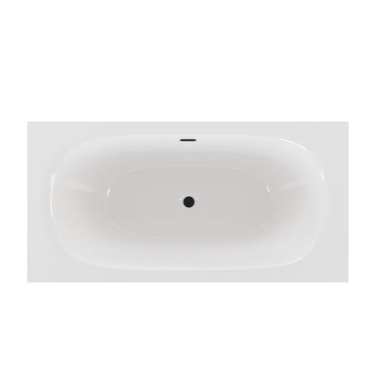 Pierre 60" Soaking Freestanding Bathtub in Glossy White, Black Frame Included