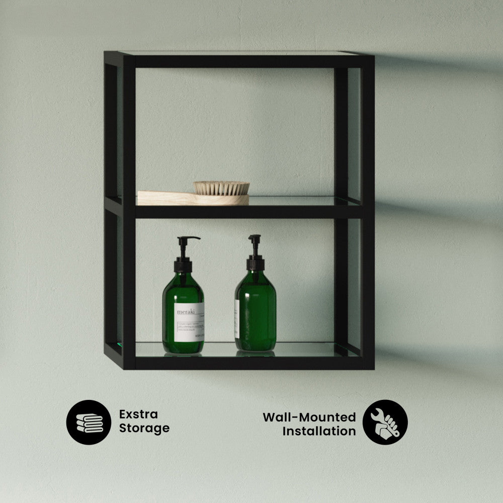 Pierre 16"x20"x10" Wall-Mounted Linen Cabinet in Matte Black