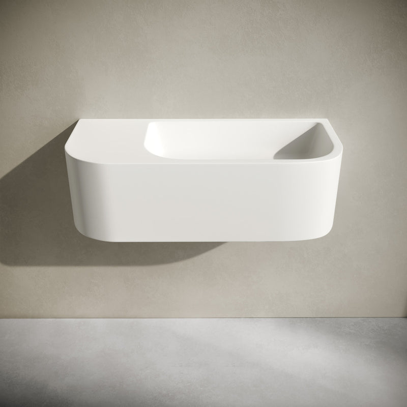 Carre 25" Solid Surface Oval Wall-Mounted Sink In Matte White