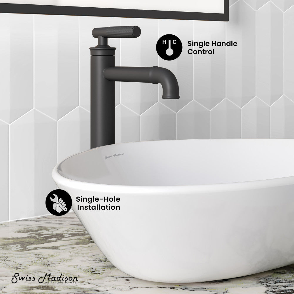 Avallon Single Hole, Single-Handle Sleek, High Arc Bathroom Faucet in Matte Black