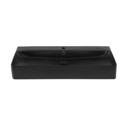 Carre 36"  Rectangle Wall-Mount Bathroom Sink in Matte Black